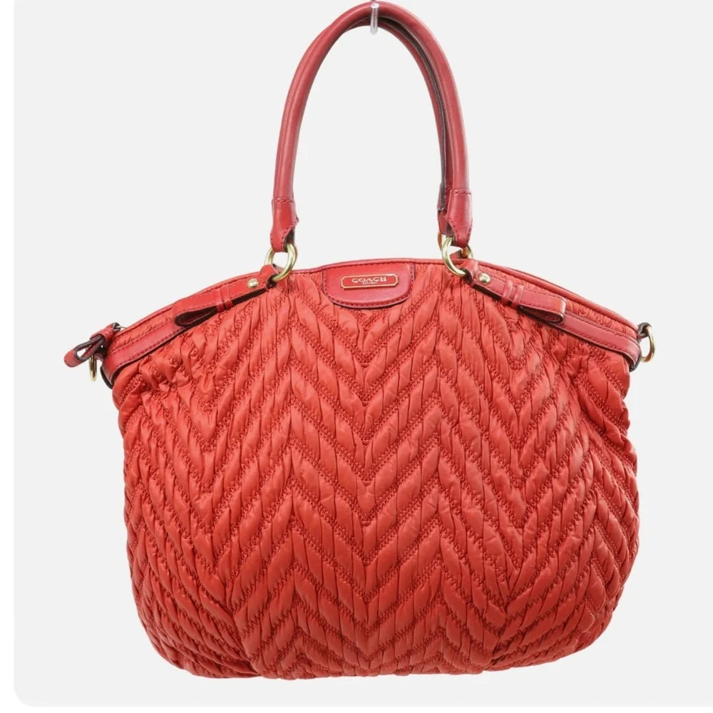 COACH MADISON QUILTED CHEVRON NYLON  SATCHEL F18634